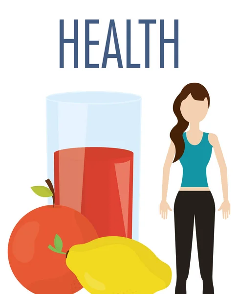 Woman with juice orange and lemon nutrition health food — Image vectorielle