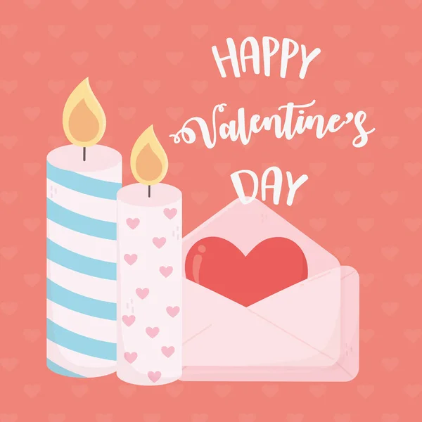 Happy valentines day candles and message love card — Vector de stock