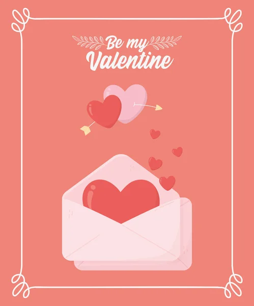 Happy valentines day love hearts mail envelope romantic — Vector de stock