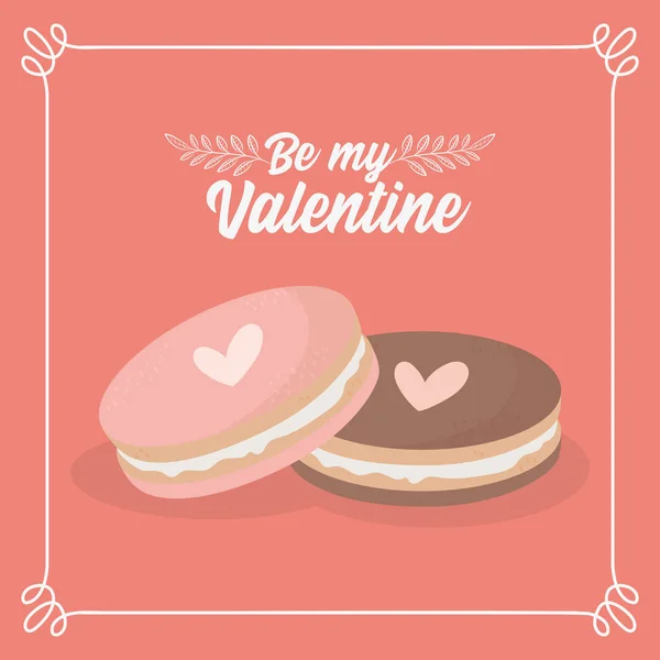 Щасливі валентинки день солодке печиво любов серця прекрасні — стоковий вектор