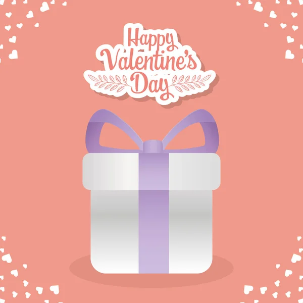 Happy valentines day gift box surprise love hearts — Stock Vector