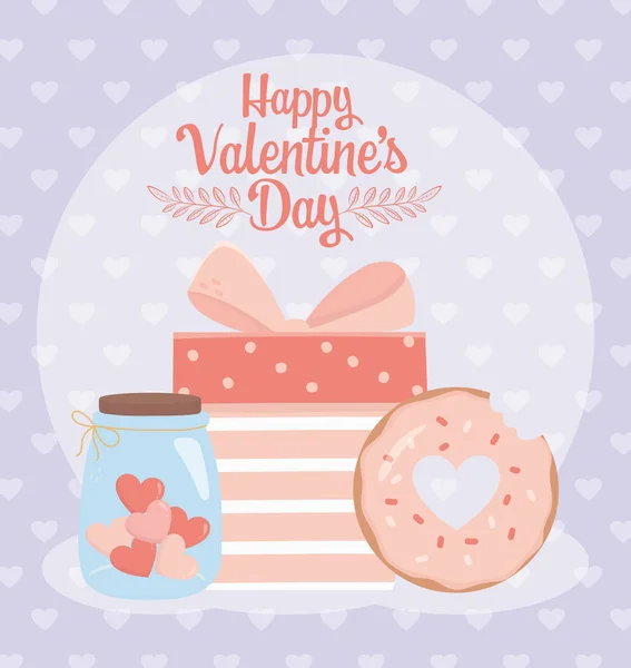 Happy valentines day jar glass heart love card — Stock Vector