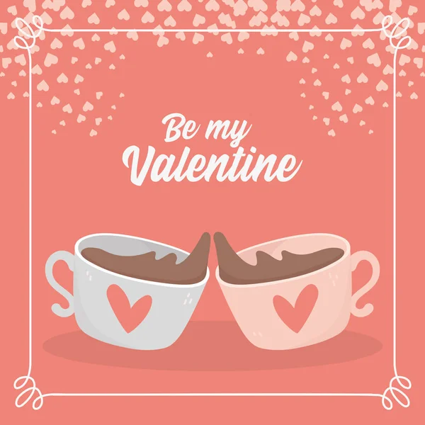 Happy valentines day toast chocolate cups love — Stockvektor