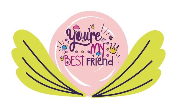 Youre my best friend flower decoration card —  Vetores de Stock