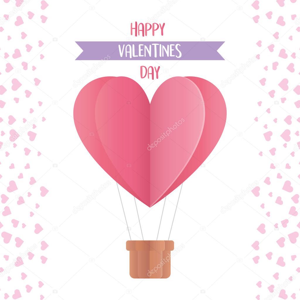 happy valentines day origami paper hot air balloon hearts decoration