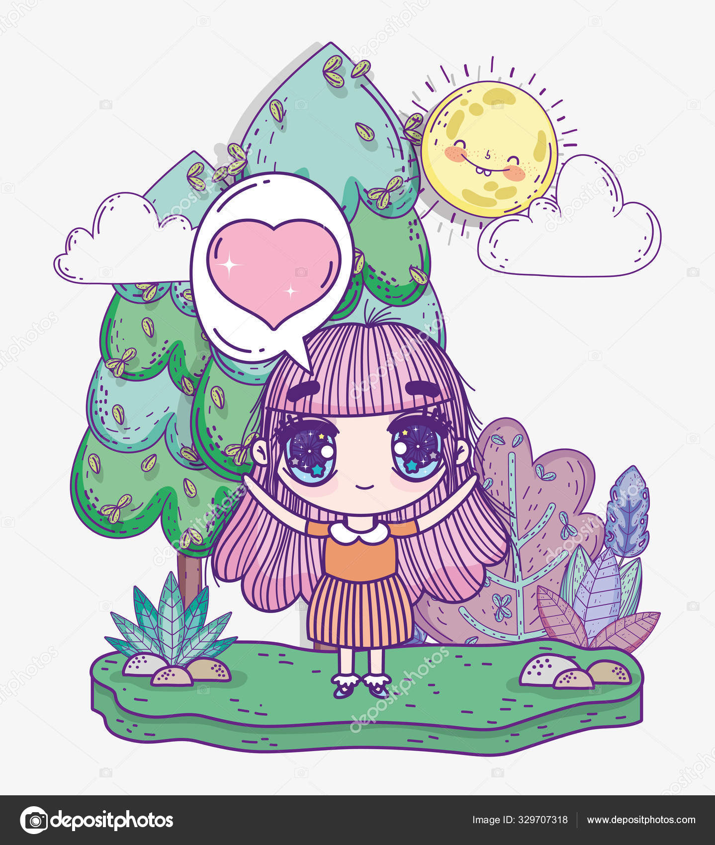 Linda anjo no estilo anime ilustração stock. Ilustração de compra