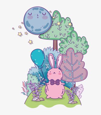 cute rabbit with balloon decoration outdoor