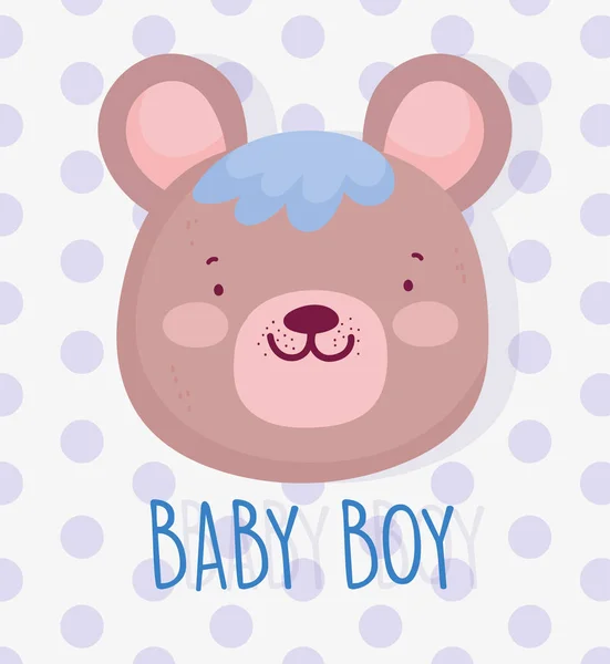 Boy or girl, gender reveal its a boy cute bear face card — Stock Vector