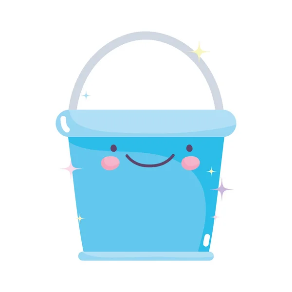 Kawaii gardening cartoon happy bucket character — Image vectorielle