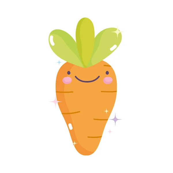 Kawaii gardening cartoon cute vegetable fresh carrot — Image vectorielle