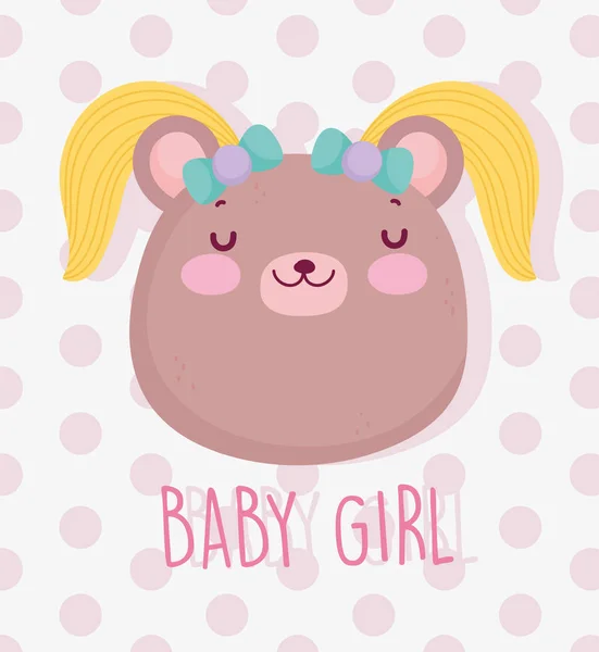 Menino ou menina, sexo revelar sua uma menina urso bonito com cartão de cabelo —  Vetores de Stock