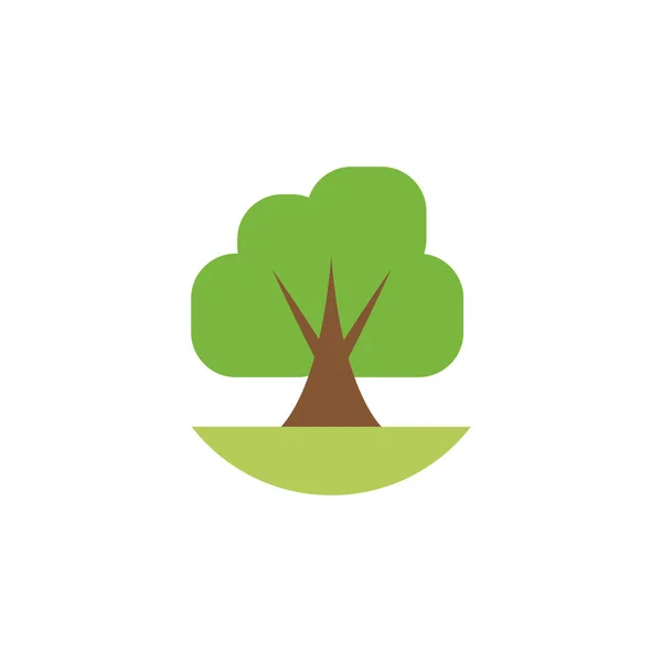 Copac cu frunze natural stil plat — Vector de stoc