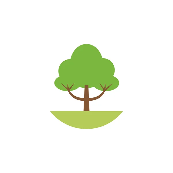 緑豊かな木の自然なフラットスタイル — ストックベクタ