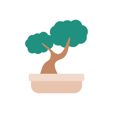 Japon bonsai ağacı bitkileri yassı simge