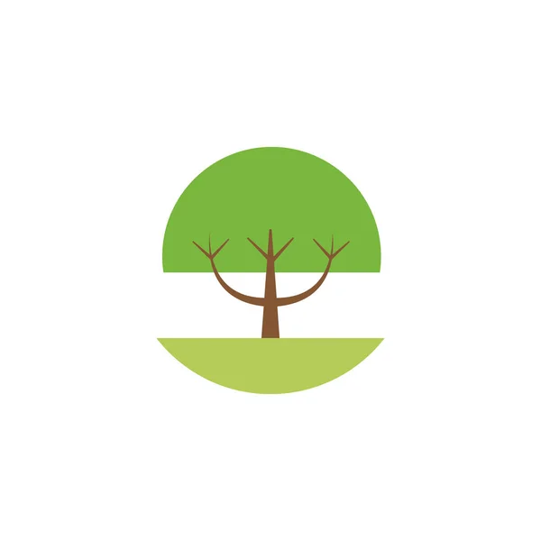 Groene boom natuurlijke platte stijl — Stockvector