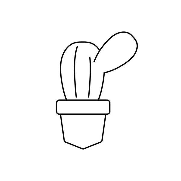 Cactus in pot plants line style icon — Vector de stock