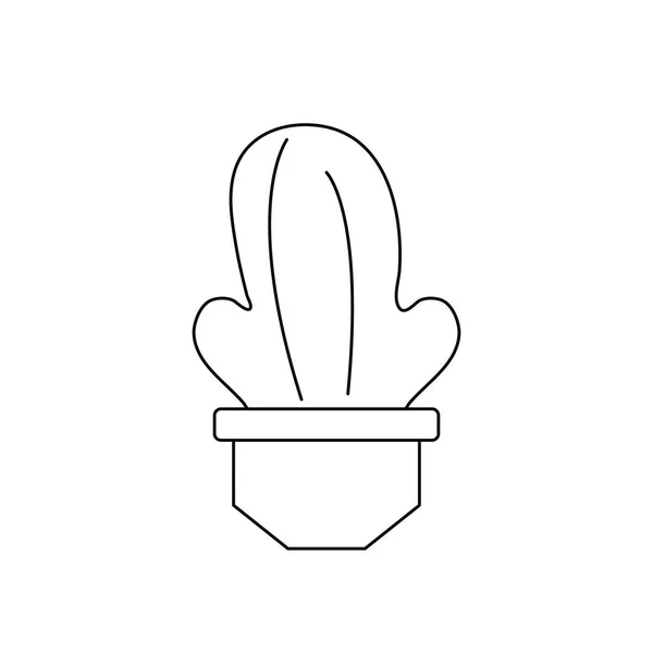 Cactus in pot plants line style icon — Vector de stock