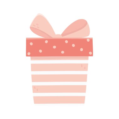 happy valentines day striped gift box hearts love