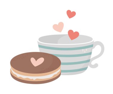 happy valentines day coffee cup and cookie love card