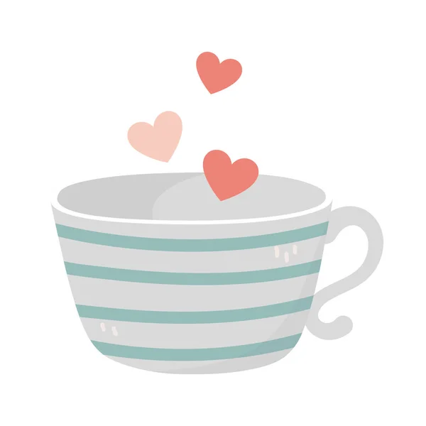 Happy valentines day coffee cup flying hearts love romantic — Image vectorielle