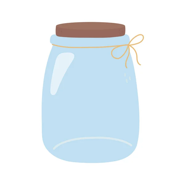 Glass jar with ribbon decoration ornament icon — стоковый вектор