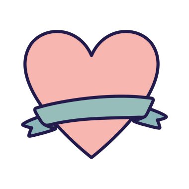 happy valentines day pink heart love ribbon decoration