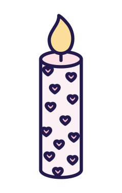 happy valentines day burning candle love hearts decoration