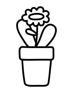 potted flower interior decoration ornament thick line