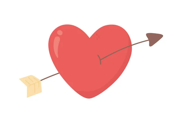 Happy valentines day pierced heart arrow love card — Vettoriale Stock