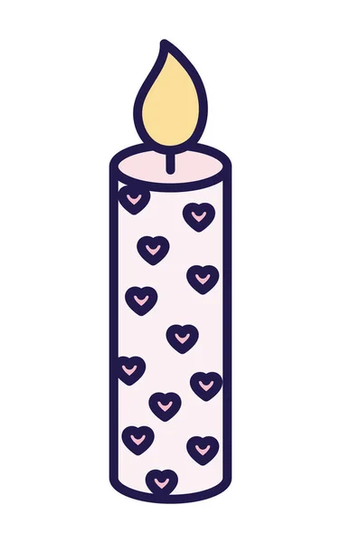 Happy valentines day burning candle love hearts decoration — Vetor de Stock