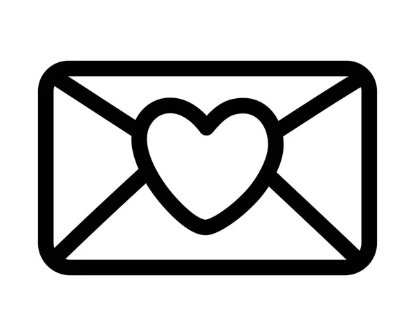 Happy valentines day envelope heart love messsage thick line — 图库矢量图片