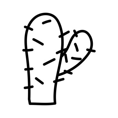 cactus plant botanical icon white background thick line