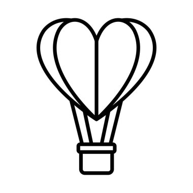 happy valentines day origami paper hot air balloon heart decoration thick line