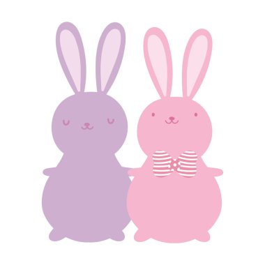 cute rabbits cartoon characters decoration design