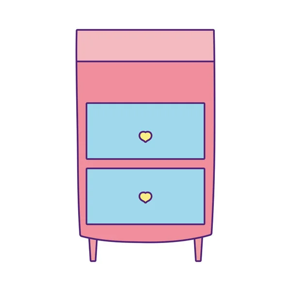 Cute wooden cabinet with drawers furniture decoration —  Vetores de Stock