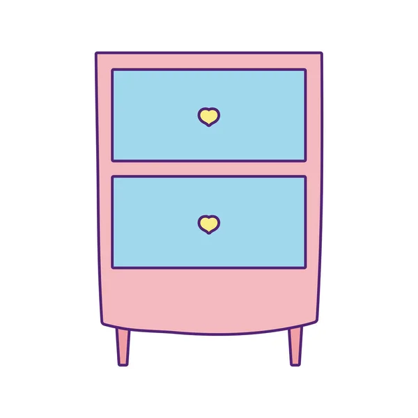 Bedside table furniture drawers decoration — Stok Vektör
