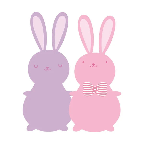 Cute rabbits cartoon characters decoration design — 스톡 벡터