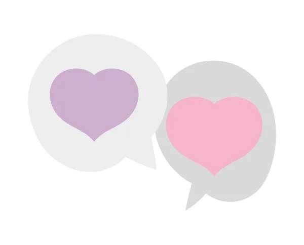 Hearts love romantic speech bubbles design — Vector de stock