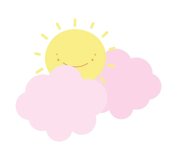 Cartoon sun clouds weather decoration — Vetor de Stock