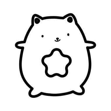 cute cat cartoon with star decoration thick line