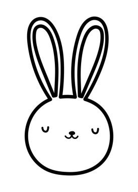 cute rabbit face cartoon cloud thick line