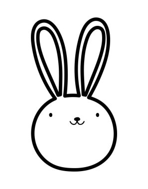 cute rabbit face cartoon cloud thick line