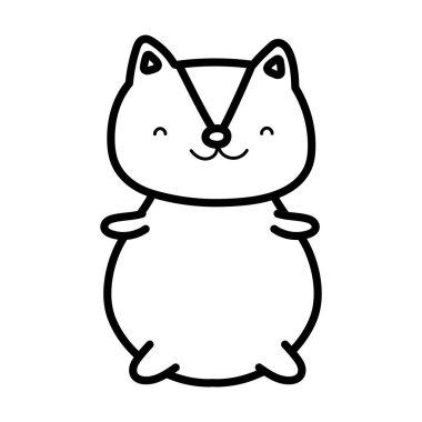 cute squirrel smiling animal cartoon thick line