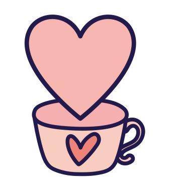 happy valentines day pink coffee cup love and heart