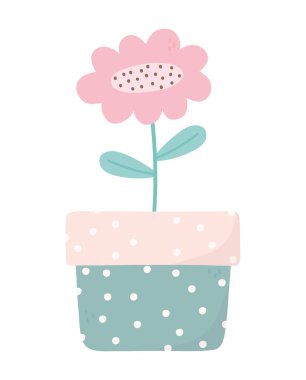 flower in pot with dots decoration ornament