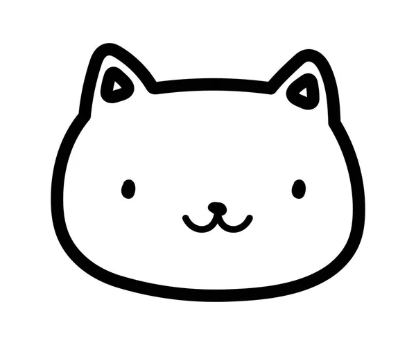 Cute cat face happy cartoon design thick line — Vector de stock