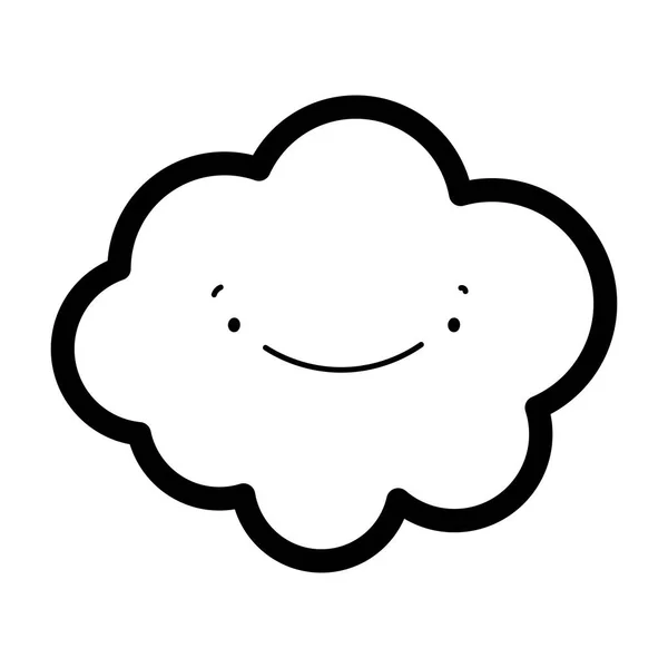 Cute cloud cartoon decoration thick line — Vector de stock