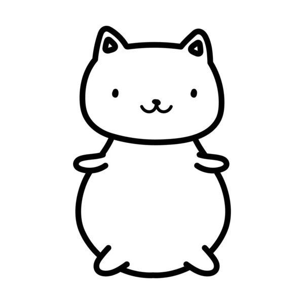 Cute cat happy cartoon design thick line — Vector de stock