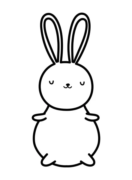 Cute rabbit cartoon character toy icon thick line — Vetor de Stock
