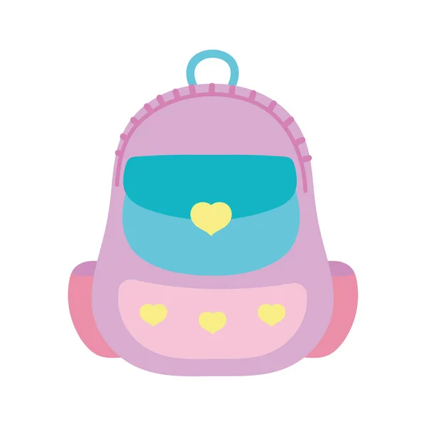 Cute school backpack with hearts decoration — Stock Vector